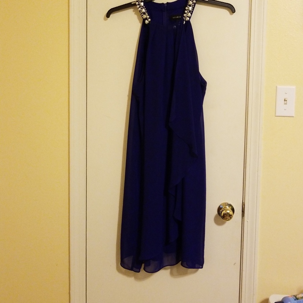 Blue strapless dress